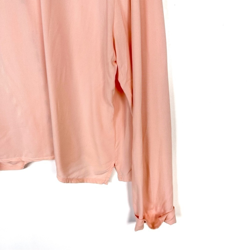 Topshop Kourtney Pajama Shirt Top Pocket Pastel Pink Animal Print Trim Size 12 - Picture 9 of 11
